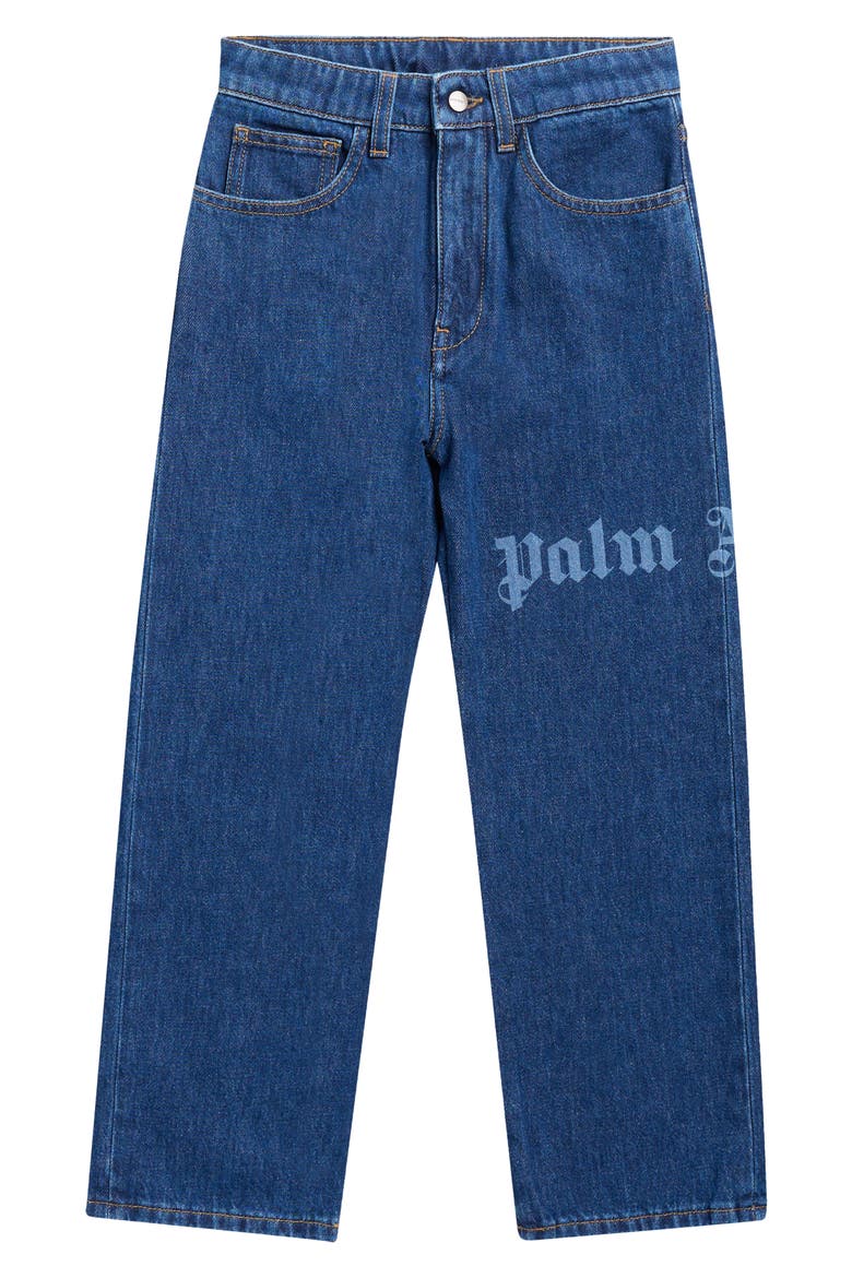 Kids' Classic Logo Relaxed Straight Leg Jeans, Main, color, BLUE - LIGHT BLUE
