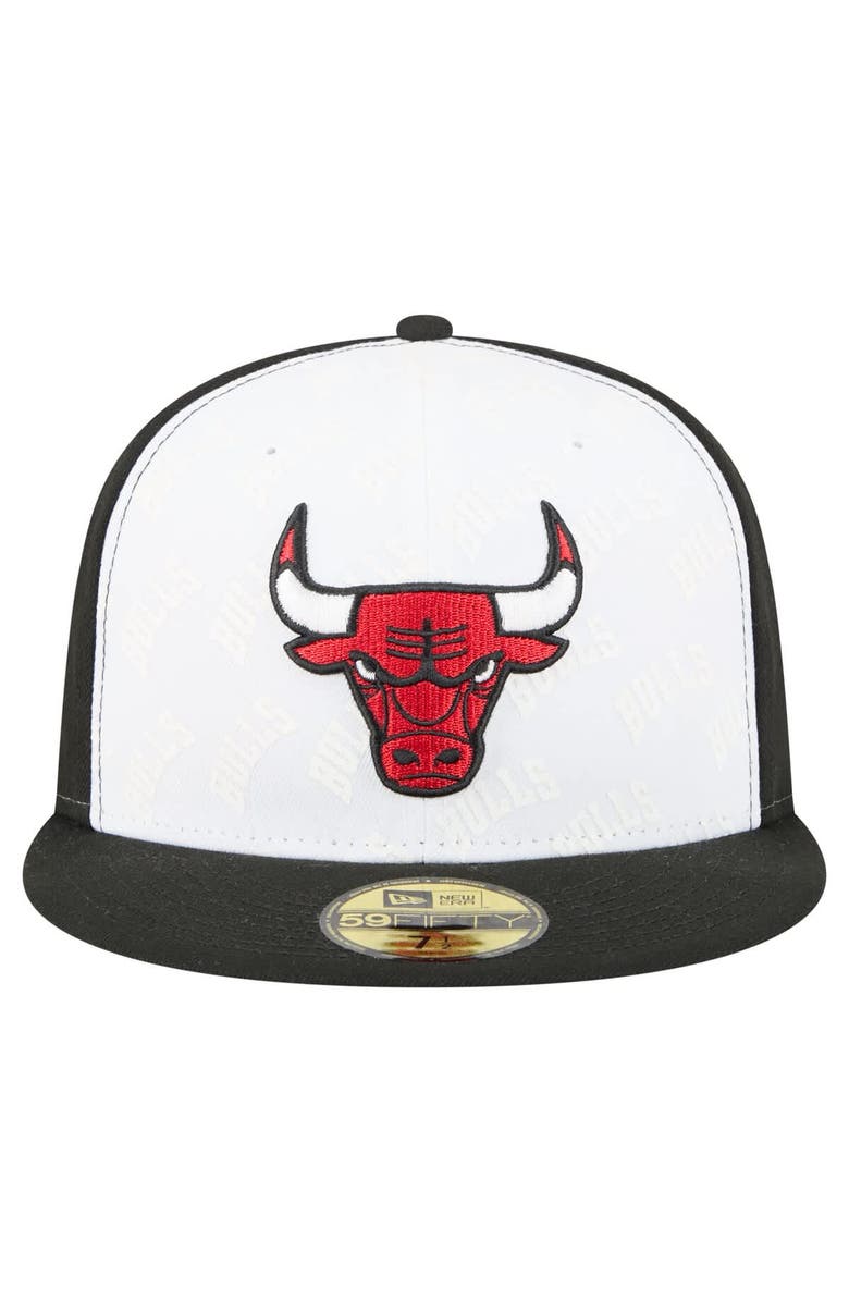 New Era Men's New Era White/Black Chicago Bulls Repeat 59Fifty Fitted Hat, Alternate, color, White