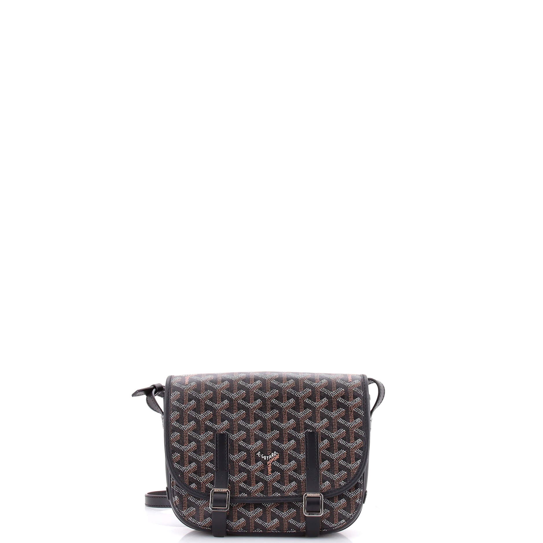 Pre-Owned Goyard Belvedere Messenger Bag Coated Canvas PM, Main, color, Black