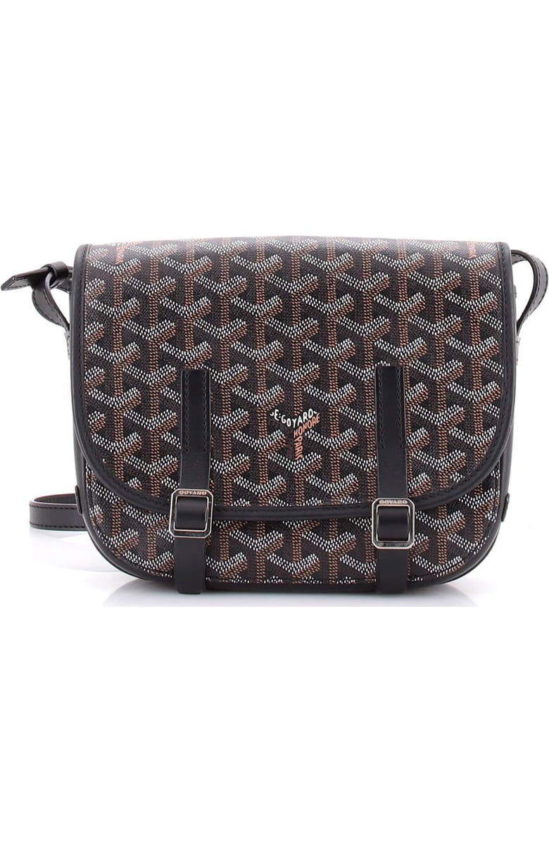Pre-Owned Goyard Belvedere Messenger Bag Coated Canvas PM, Main, color, Black