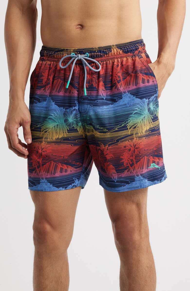 Tommy Bahama Naples Corsica Coast Swim Trunks, Main, color, Blue Hawaian