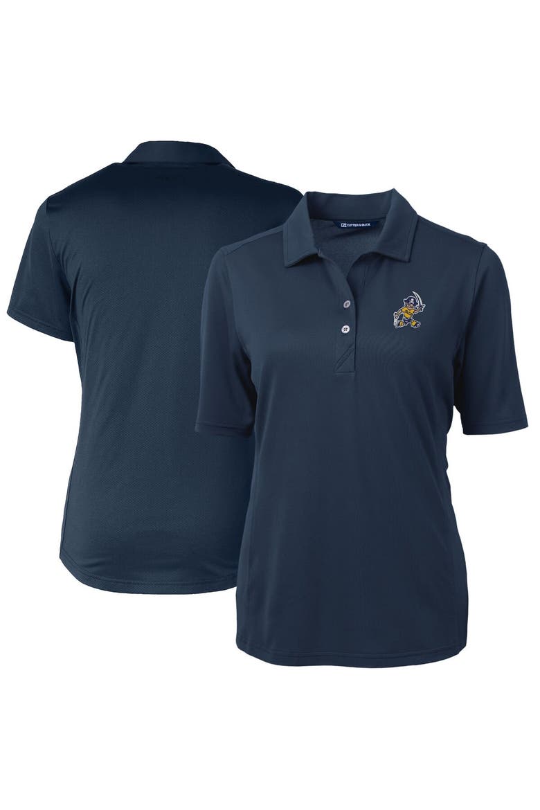 Women's Cutter & Buck Navy ETSU Buccaneers Vault DryTec Virtue Eco Pique Recycled Polo, Main, color, Navy
