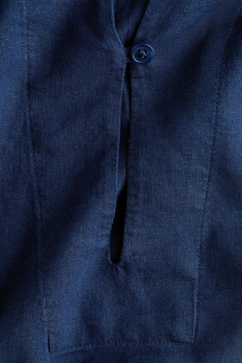 Linen-blend Popover Shirt, Alternate, color, Dark blue
