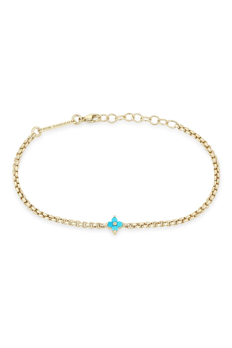 14K Gold Turquoise Quad Bracelet, Main, color, 14K YELLOW GOLD / TURQUOISE