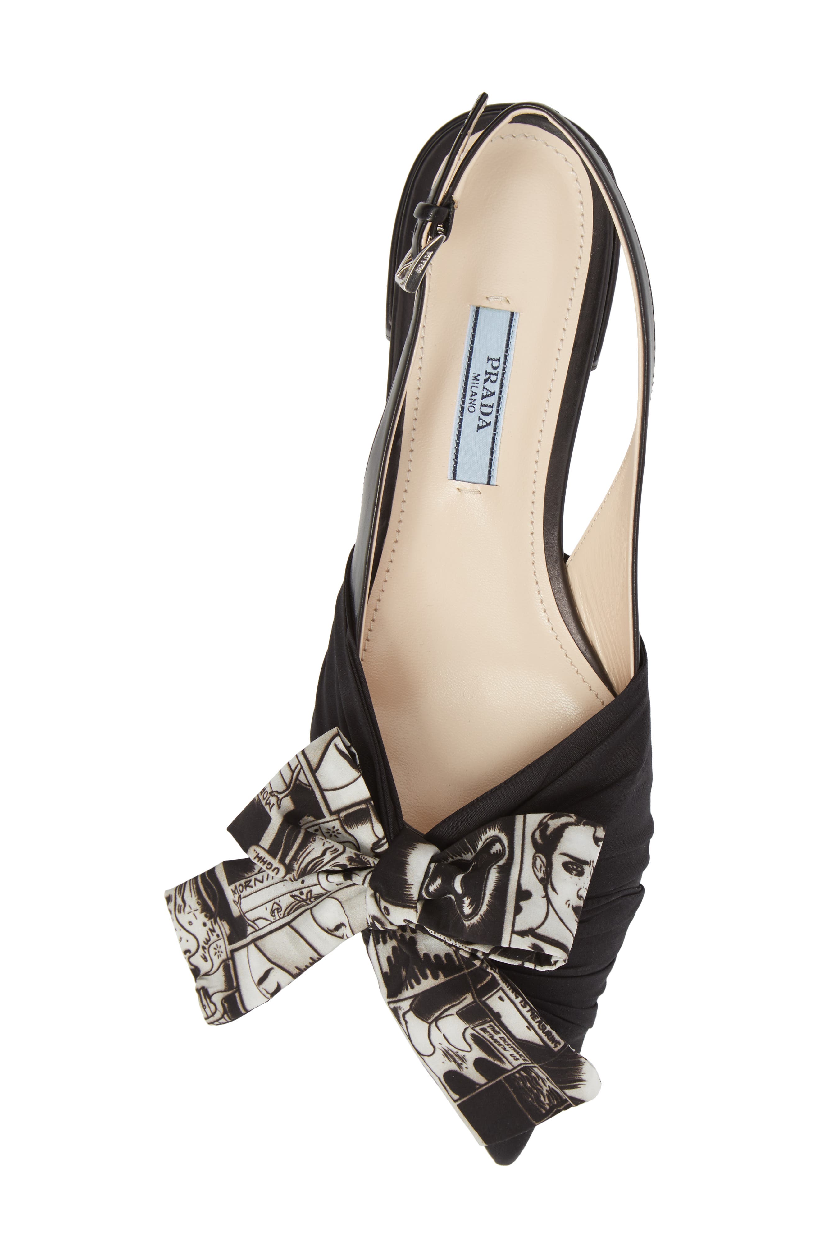 Prada Bow Pointy Toe Bow Flat, Alternate, color, 