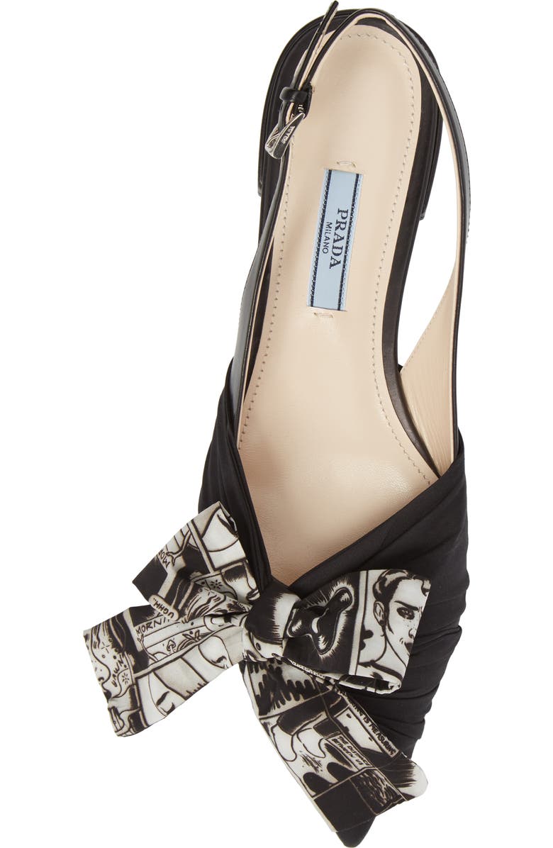 Prada Bow Pointy Toe Bow Flat, Alternate, color,