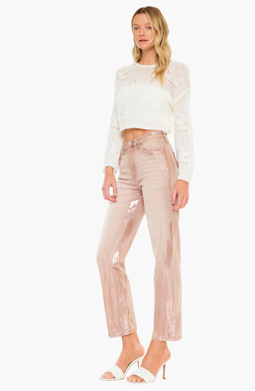Kancan Premier Blaire Premier High Rise Straight Jeans In Pink Reflective