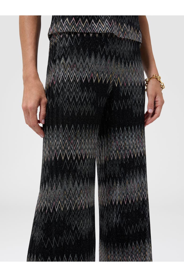 Viscose Lamé Chevron Palazzo Trousers, Alternate, color, Black