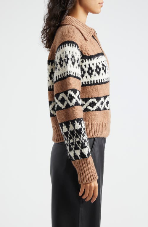 A.l.c . Carter Merino Wool Blend Quarter Zip Pullover In Camel Multi