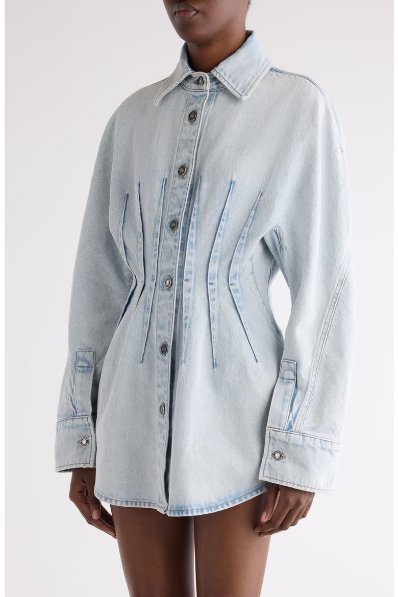 Long Sleeve Shaped Denim Minidress, Alternate, color, LIGHT BLUE