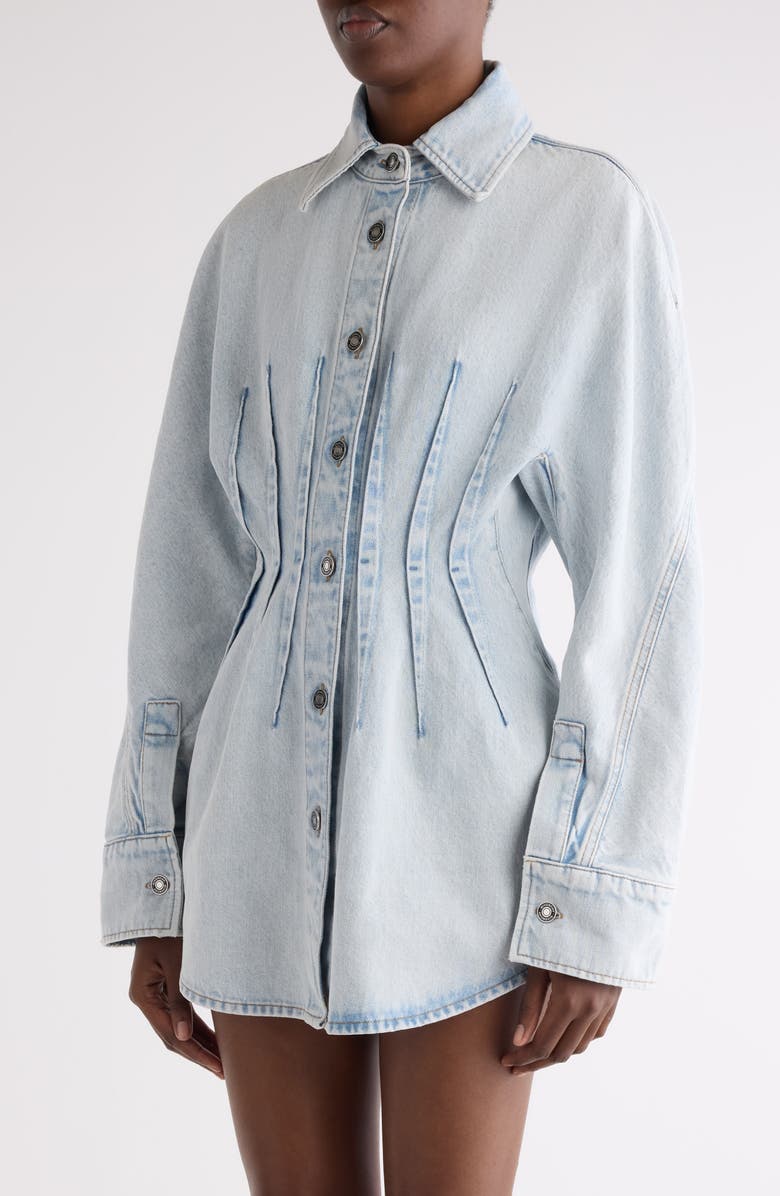 Givenchy Long Sleeve Shaped Denim Minidress, Alternate, color, Light Blue
