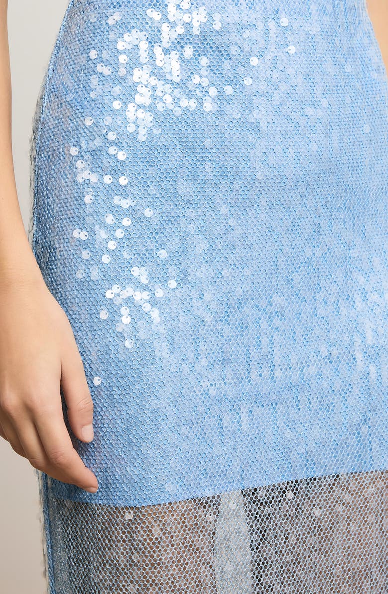 Veronica Beard Allora Sequin Mesh Midi Skirt, Alternate, color, Blue Jay