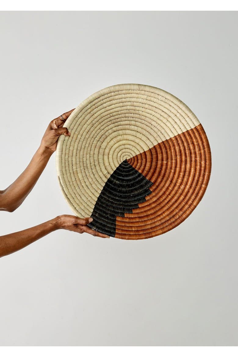 Mongu Tri-Color Hand-Woven Decorative Bowl, Main, color, Natural