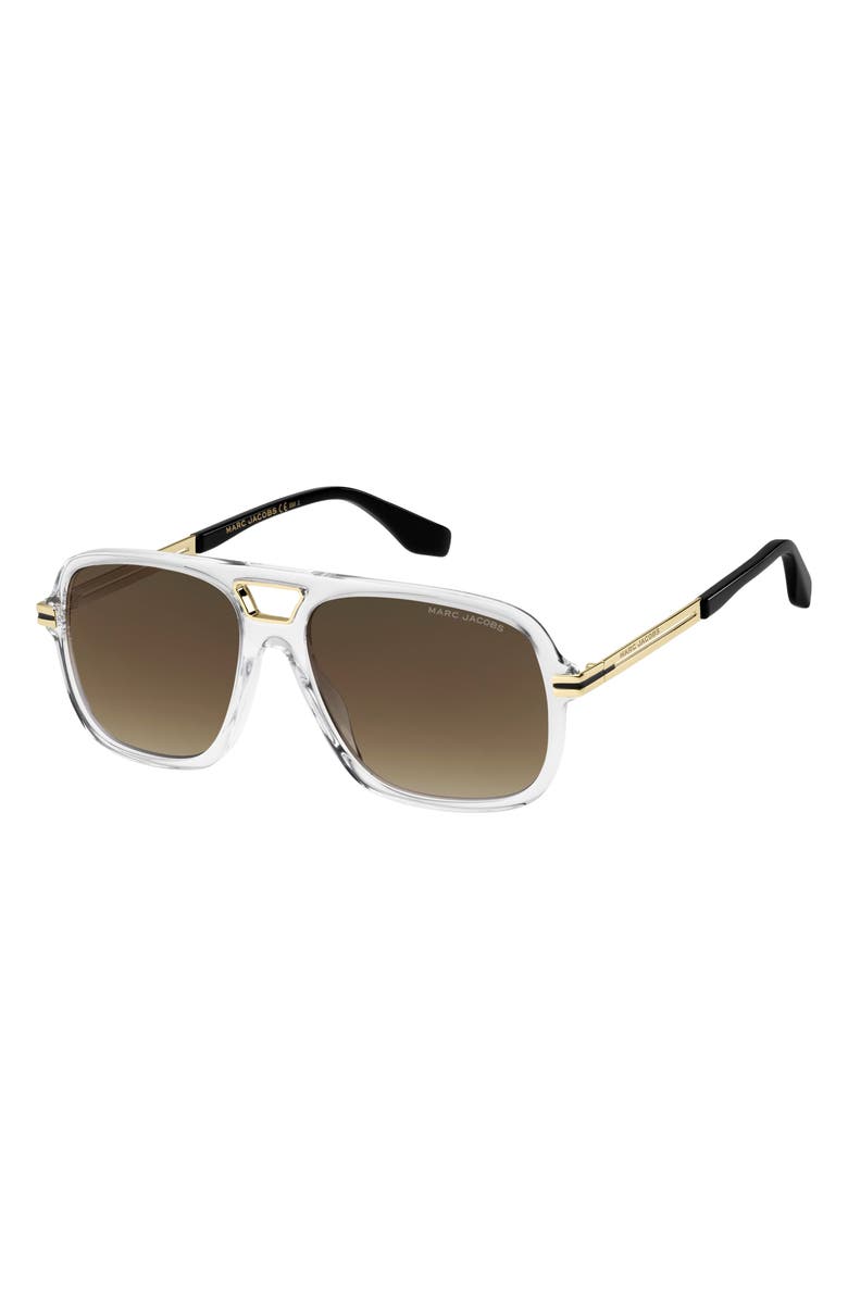 Marc Jacobs 56mm Aviator Sunglasses, Alternate, color, Crystal Black