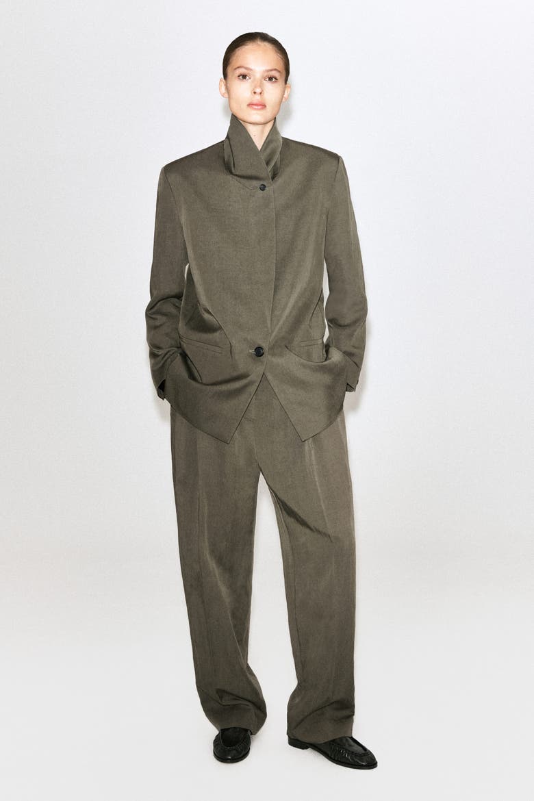 Fluid Shawl-collar Blazer, Alternate, color, DARK BEIGE