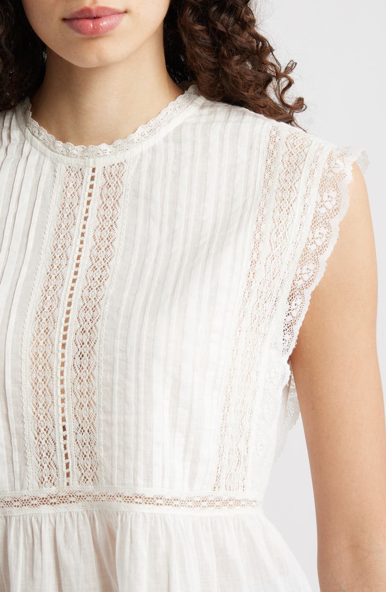 THE GREAT. The Sonnet Lace Inset Top, Alternate, color, True White