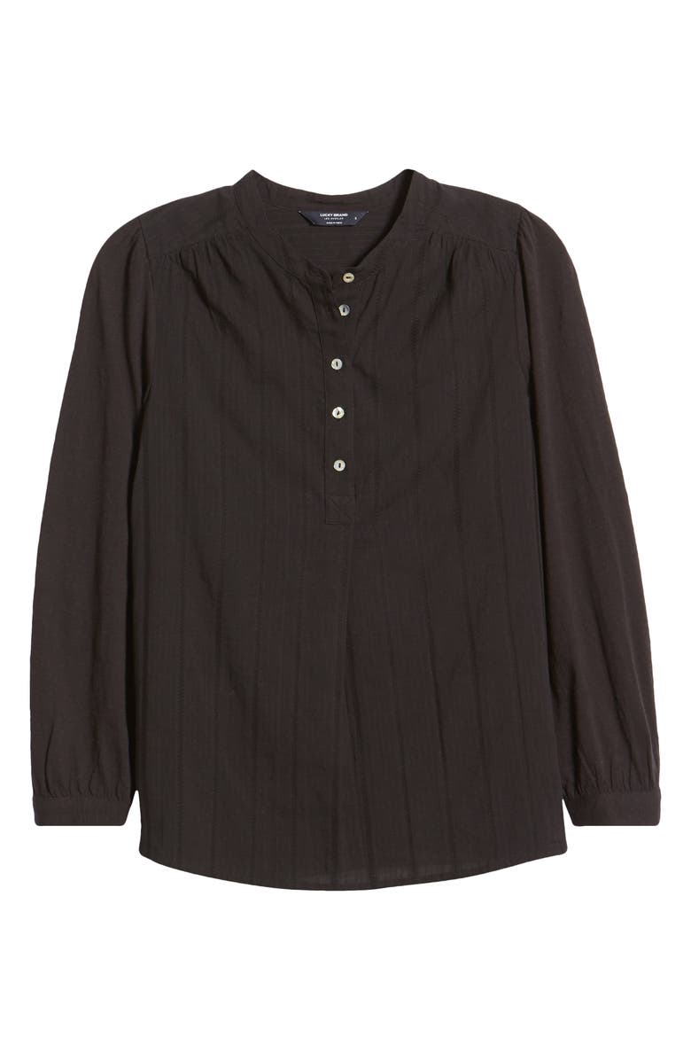 Lucky Brand Mixed Weave Button Front Top, Alternate, color, 