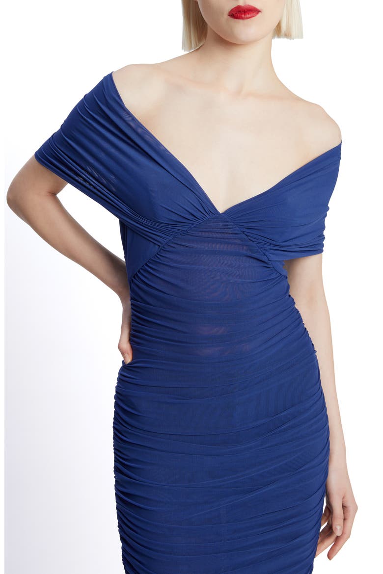 Vespera Off the Shoulder Mesh Midi Dress, Alternate, color, ROYAL BLUE