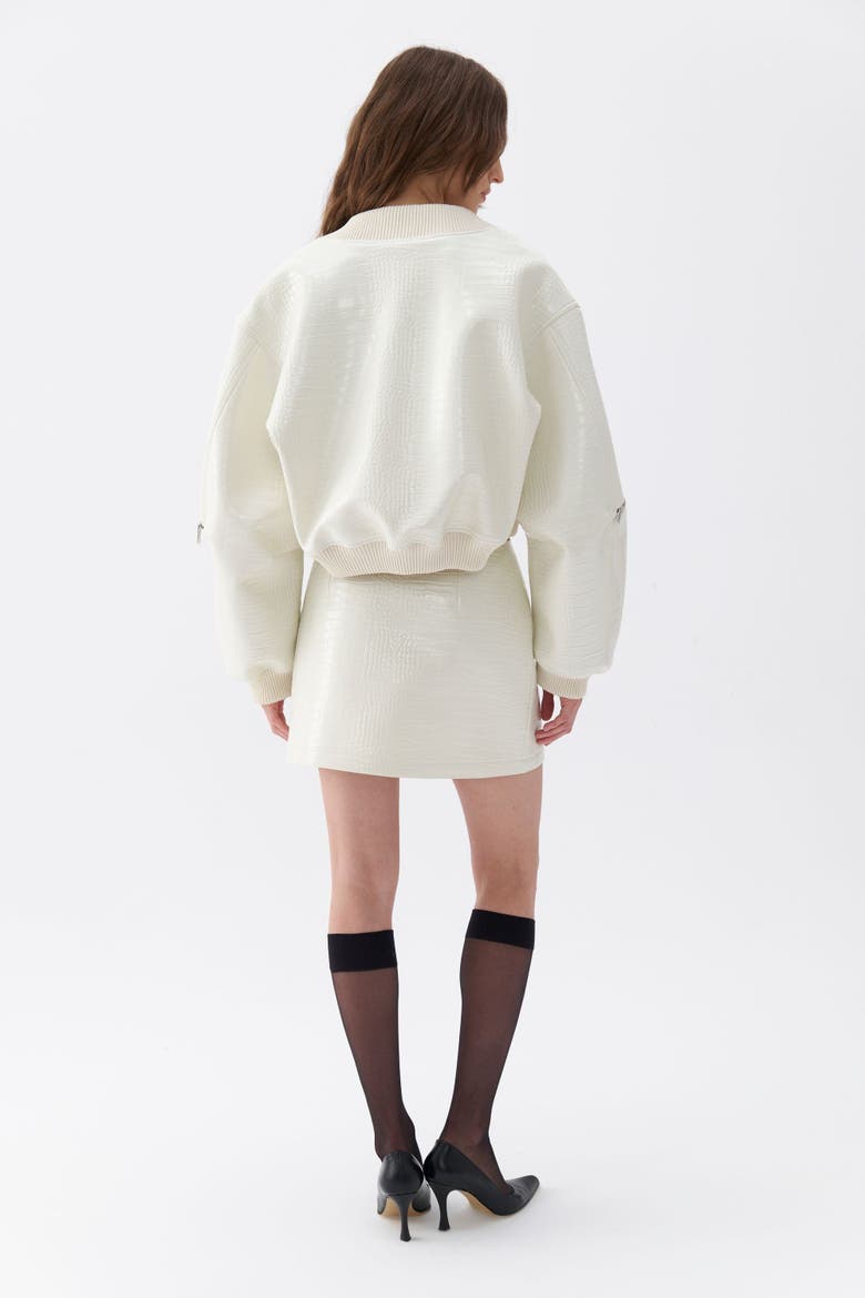 Faux Leather Mini Skirt, Alternate, color, Ivory