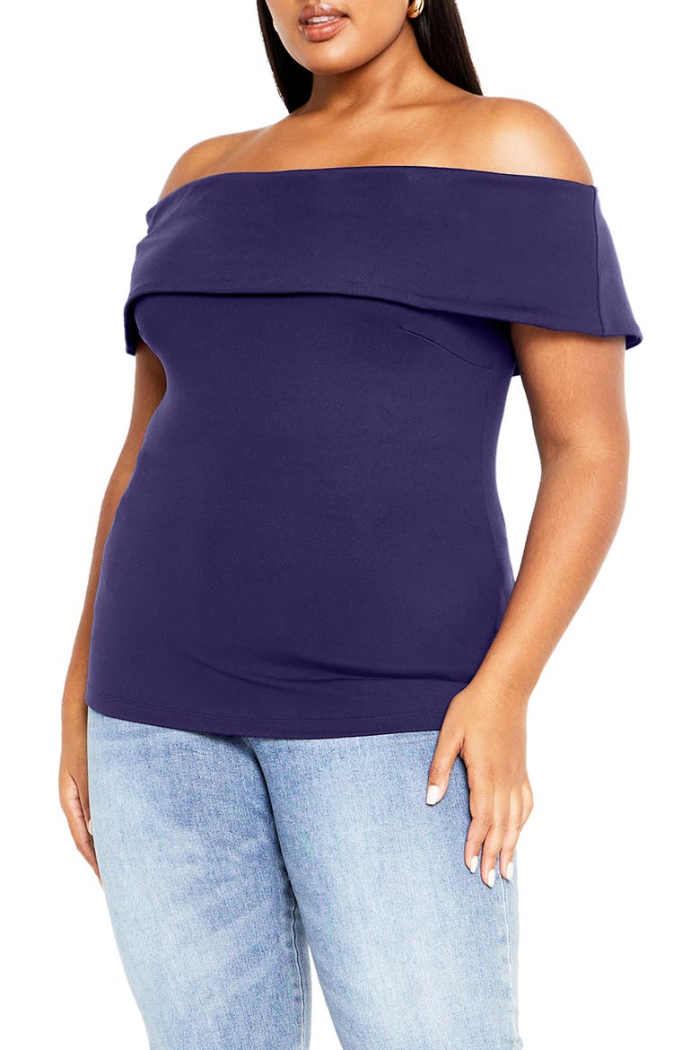 Marla Off the Shoulder Top, Main, color, NAVY