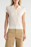 Vince Short Sleeve Wool Blend Polo Sweater