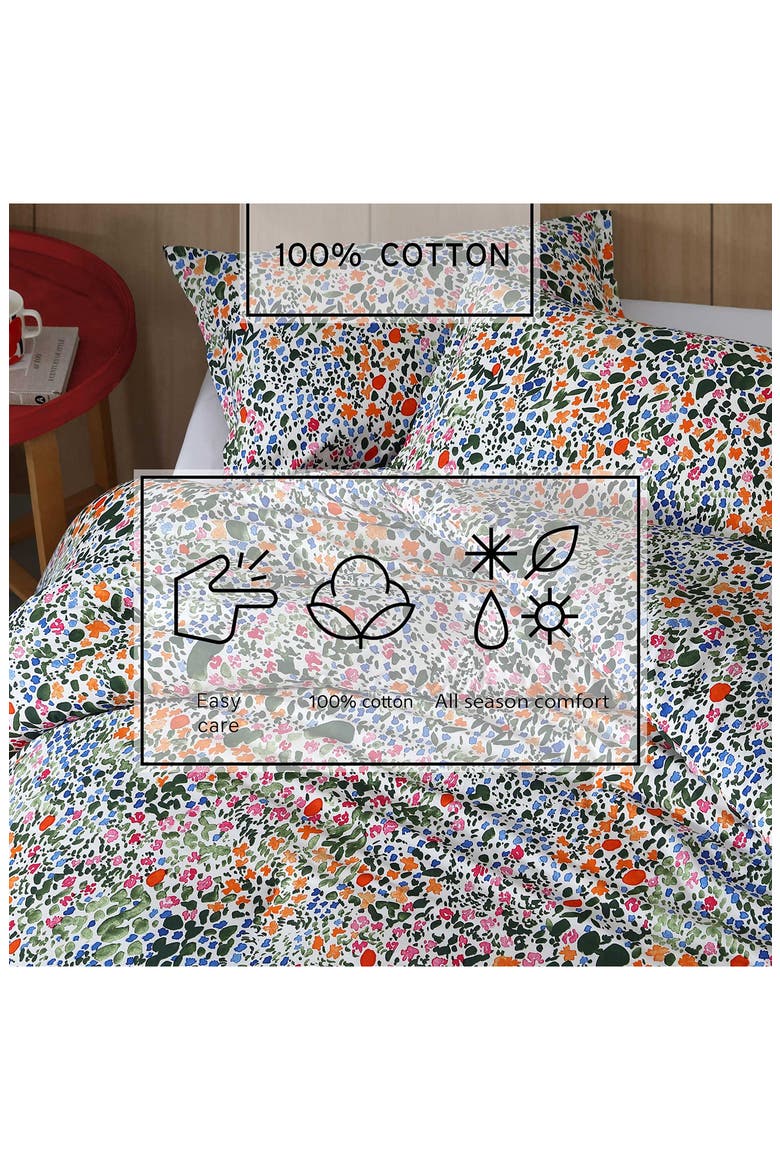 Rantaniitty Cotton Duvet Cover & Shams Set, Alternate, color, LIGHT / MEDIUM ORANGE