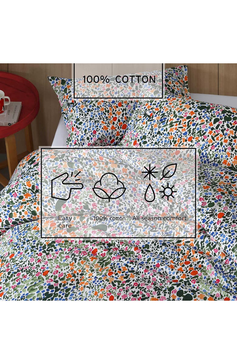 Marimekko Rantaniitty Cotton Duvet Cover & Shams Set, Alternate, color, Light / Medium Orange