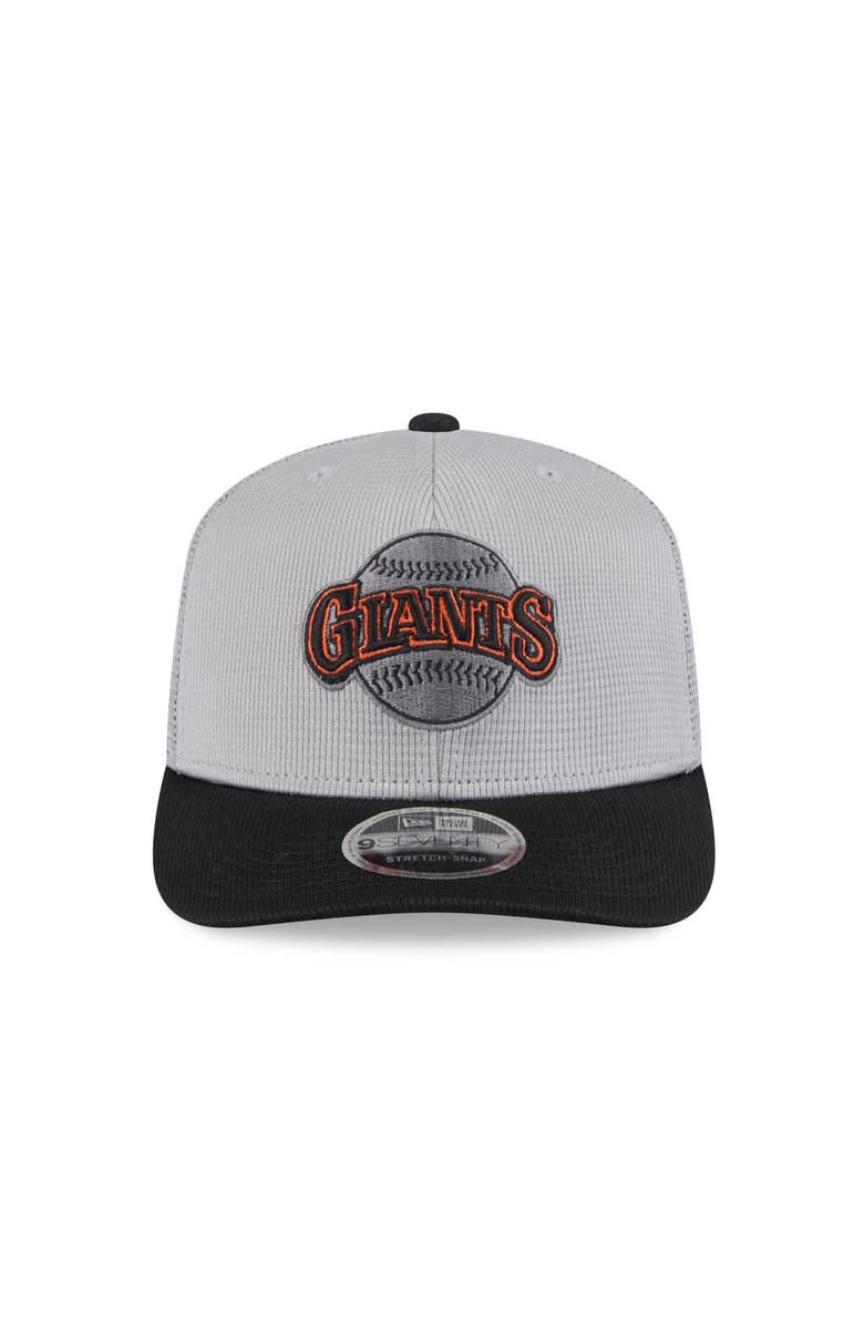 New Era Men's New Era  Gray/Black San Francisco Giants 2025 Batting Practice 9SEVENTY Stretch-Snap Trucker Hat, Alternate, color, 