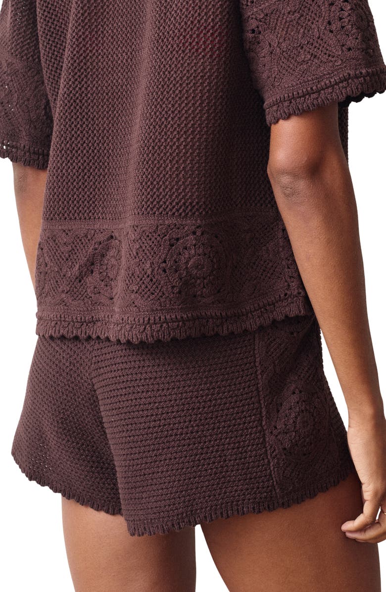 Marine Layer Celita Open Stitch Drawstring Shorts, Alternate, color, Chocolate