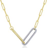 Lafonn Two-Tone Simulated Diamond Paper Clip Necklace