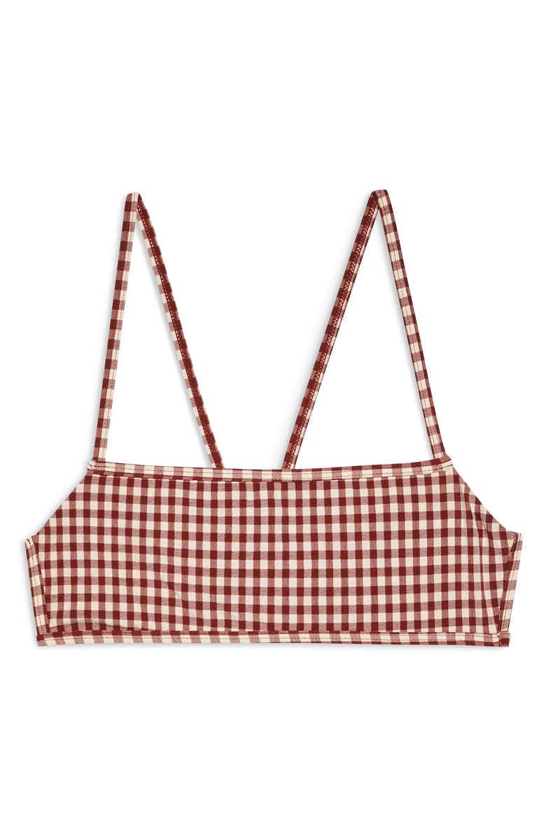 Topshop Gingham Bikini Top, Alternate, color, 