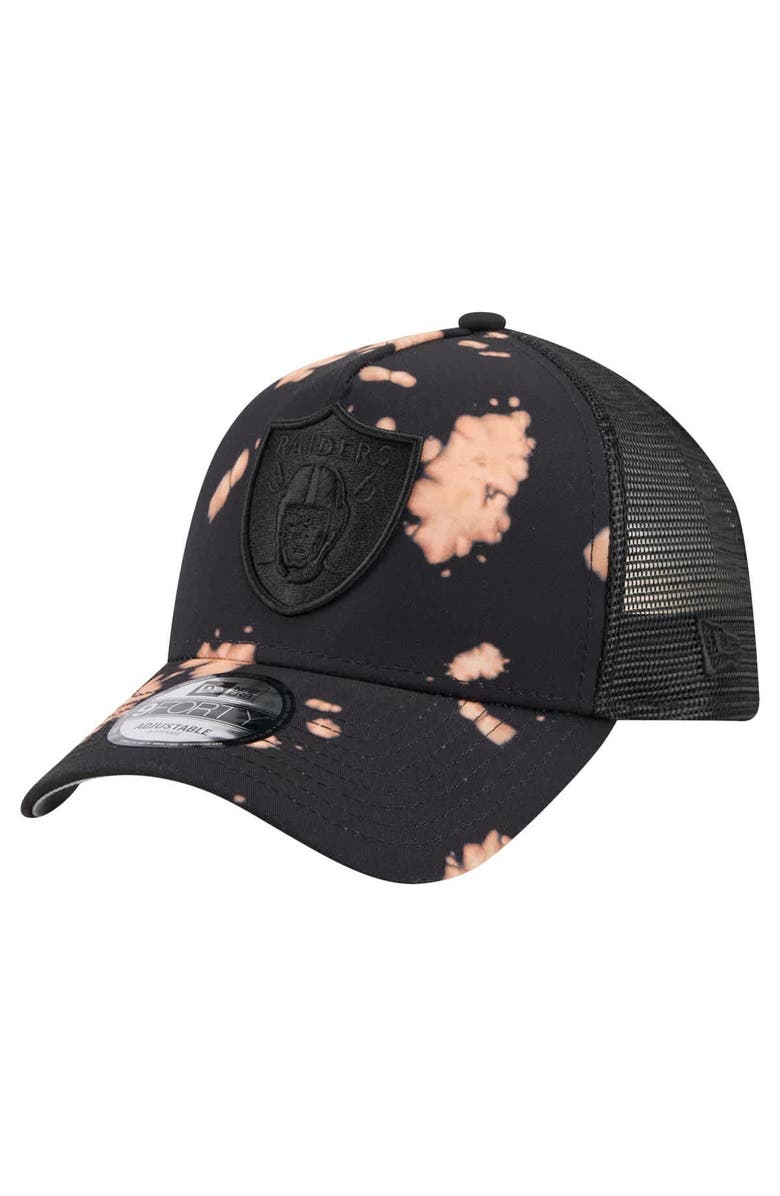 New Era Men's New Era Black Las Vegas Raiders Bleached 9FORTY A-Frame Adjustable Hat, Main, color, Black