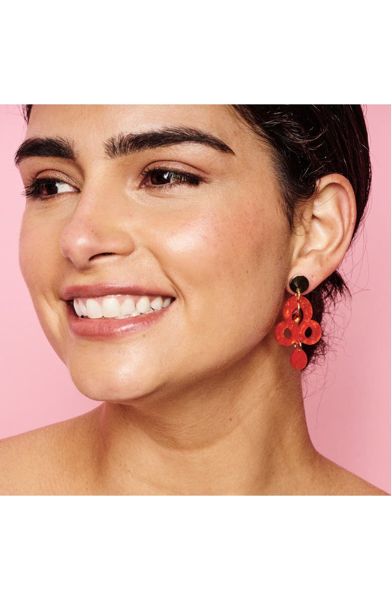 Toolally Mini Batik Earrings - Sienna Red & Orange Mirror, Alternate, color, Sienna Red & Orange Mirror