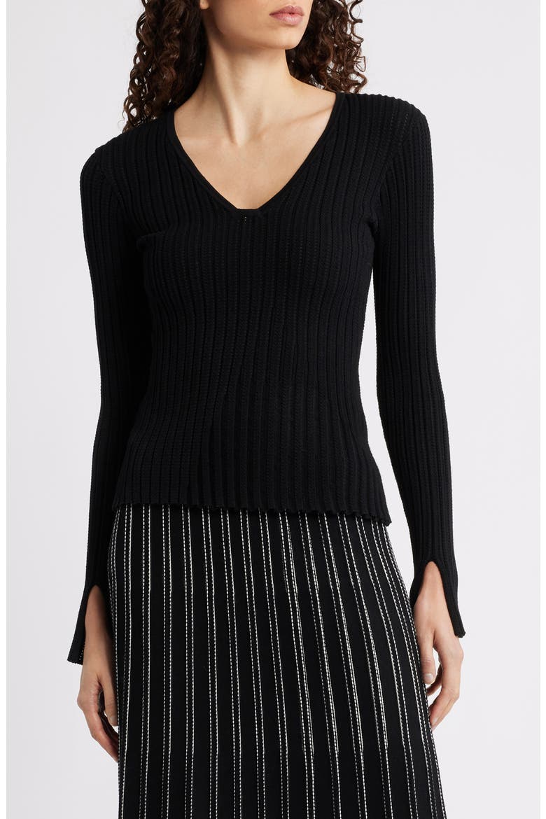 Ferunia Rib Knit Top, Main, color, MONOCHROME RIB