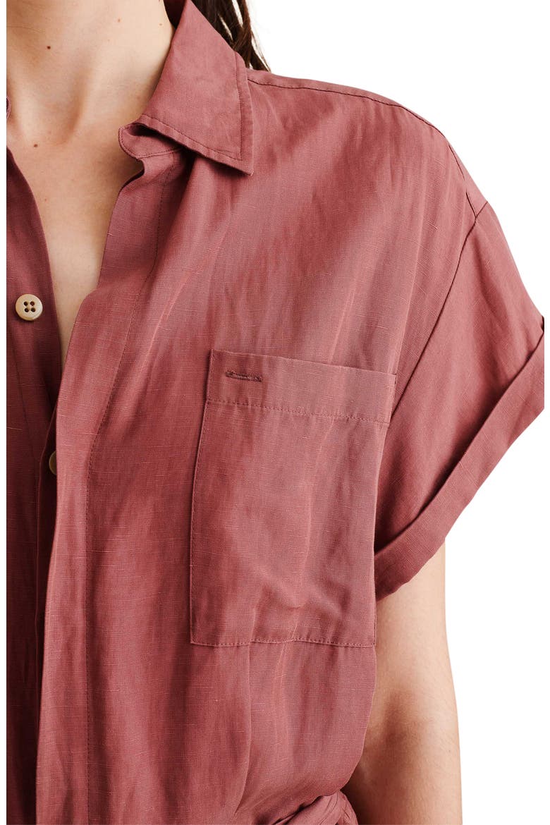 Tie Waist Crop Jumpsuit, Alternate, color, ROSE BROWN