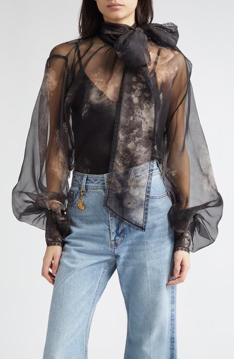 Hypnotic Pussy Bow Organza Top (Regular & Petite)