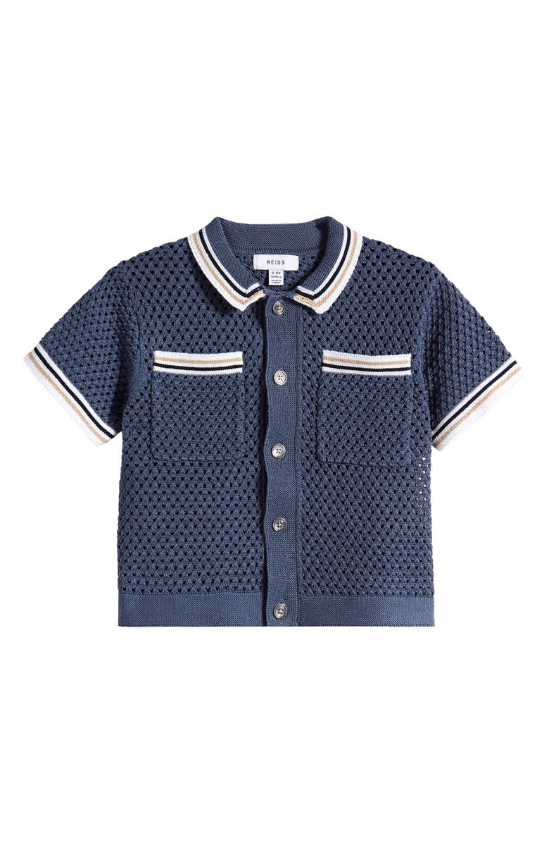 Reiss Kids' Coulson Jr. Short Sleeve Polo Sweater, Main, color, Airforce Blue