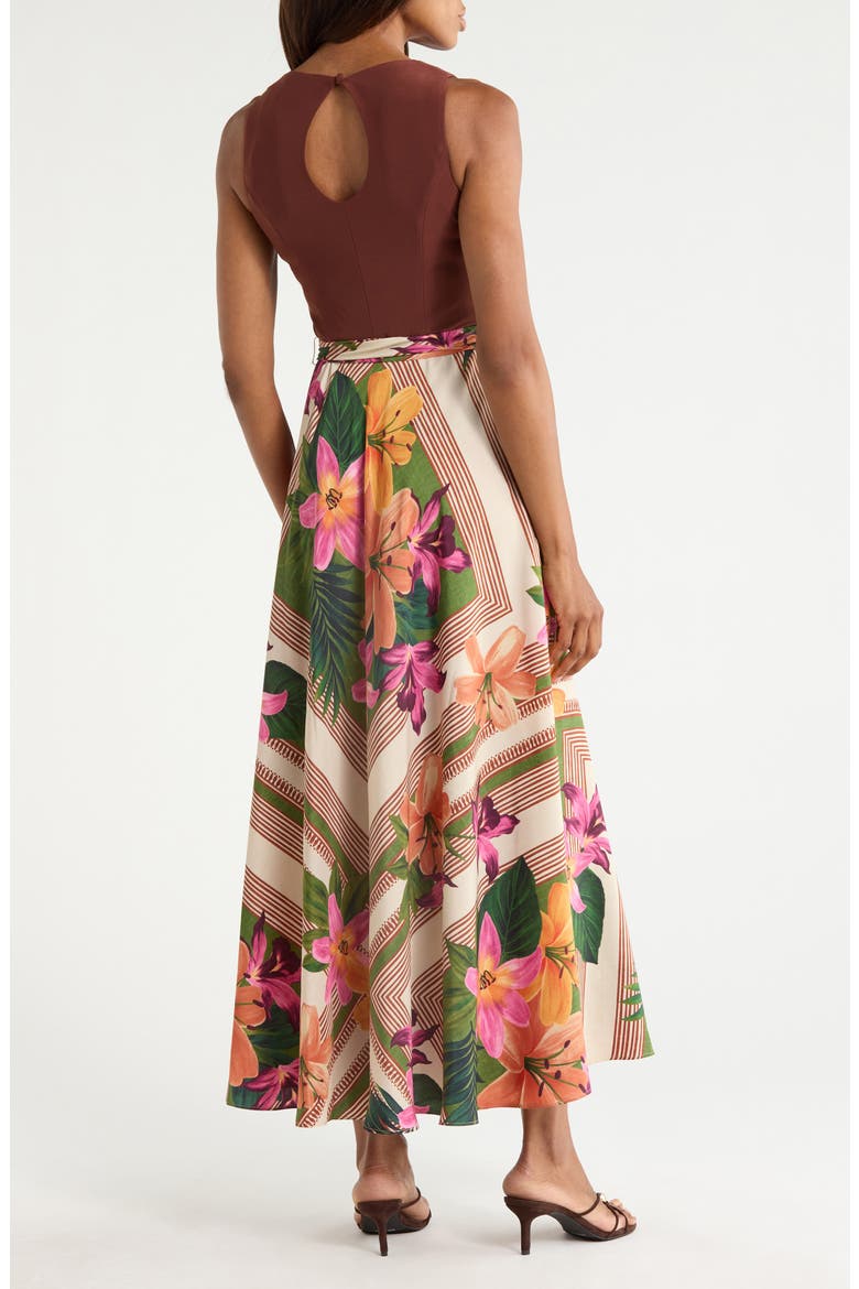 Mixed Media Maxi Dress, Alternate, color, BROWN MULTI
