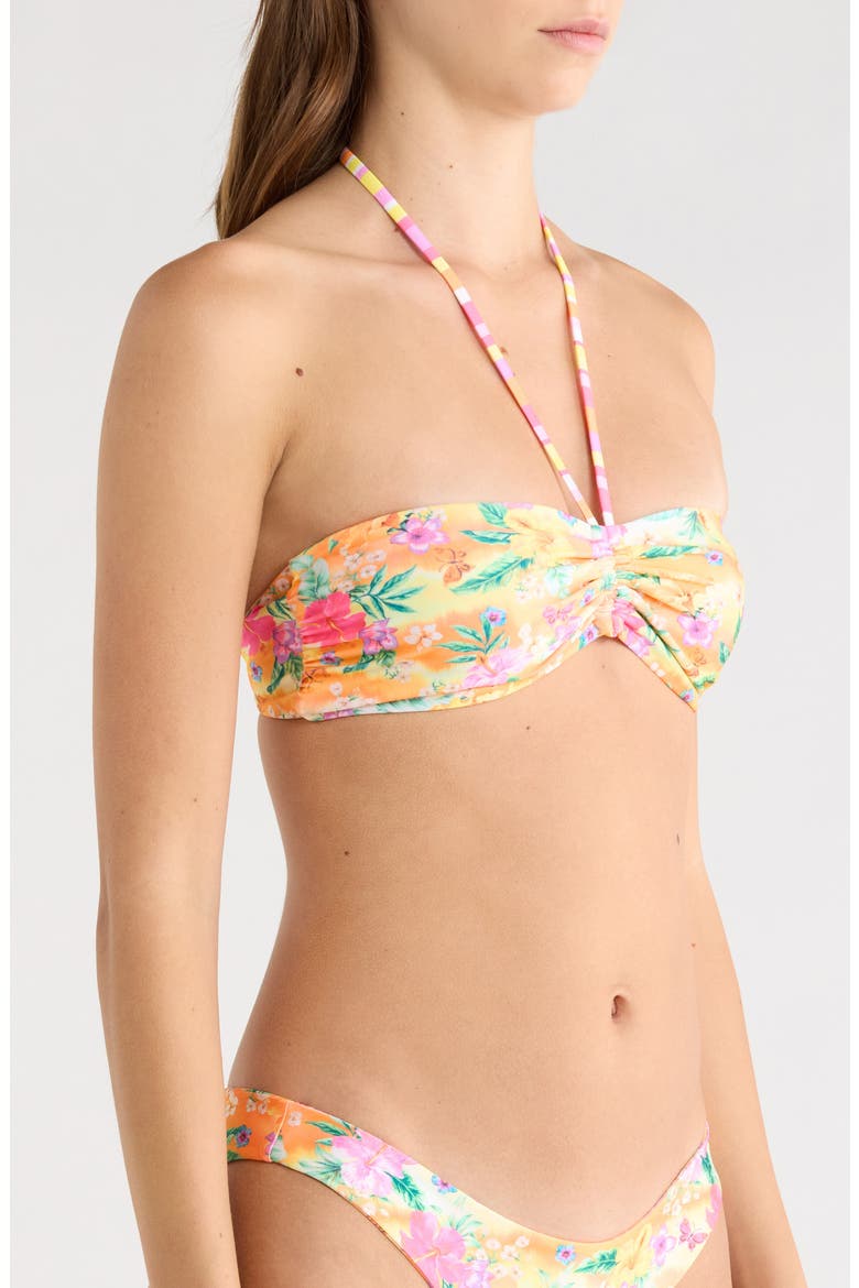 Ruched Bandeau Bikini Top, Alternate, color, PEACHY POCKET