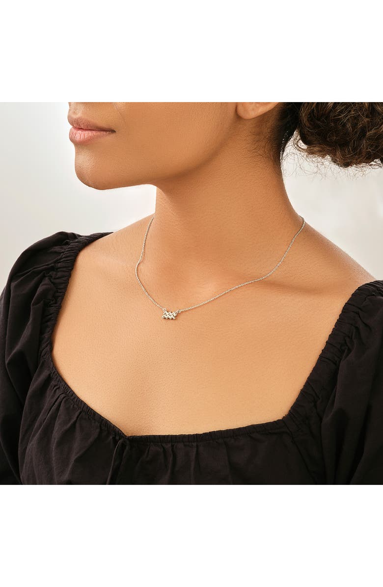 Sterling Forever Rhodium Plated Zodiac Pendant Necklace, Alternate, color,