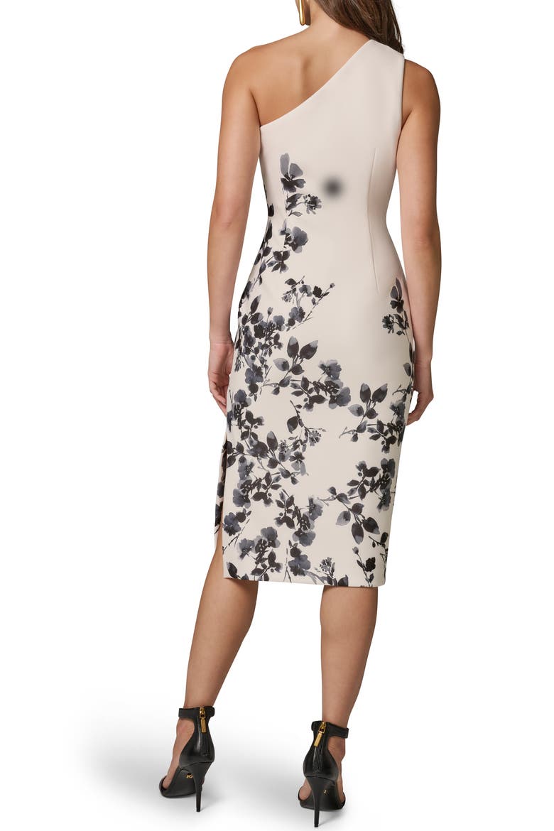 One Shoulder Floral Print Dress, Alternate, color, CREAM/BLACK MULTI