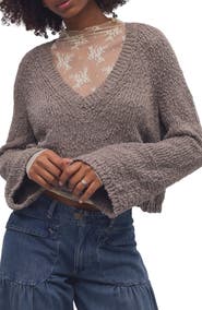 Free People Heartland V-Neck Cotton Sweater