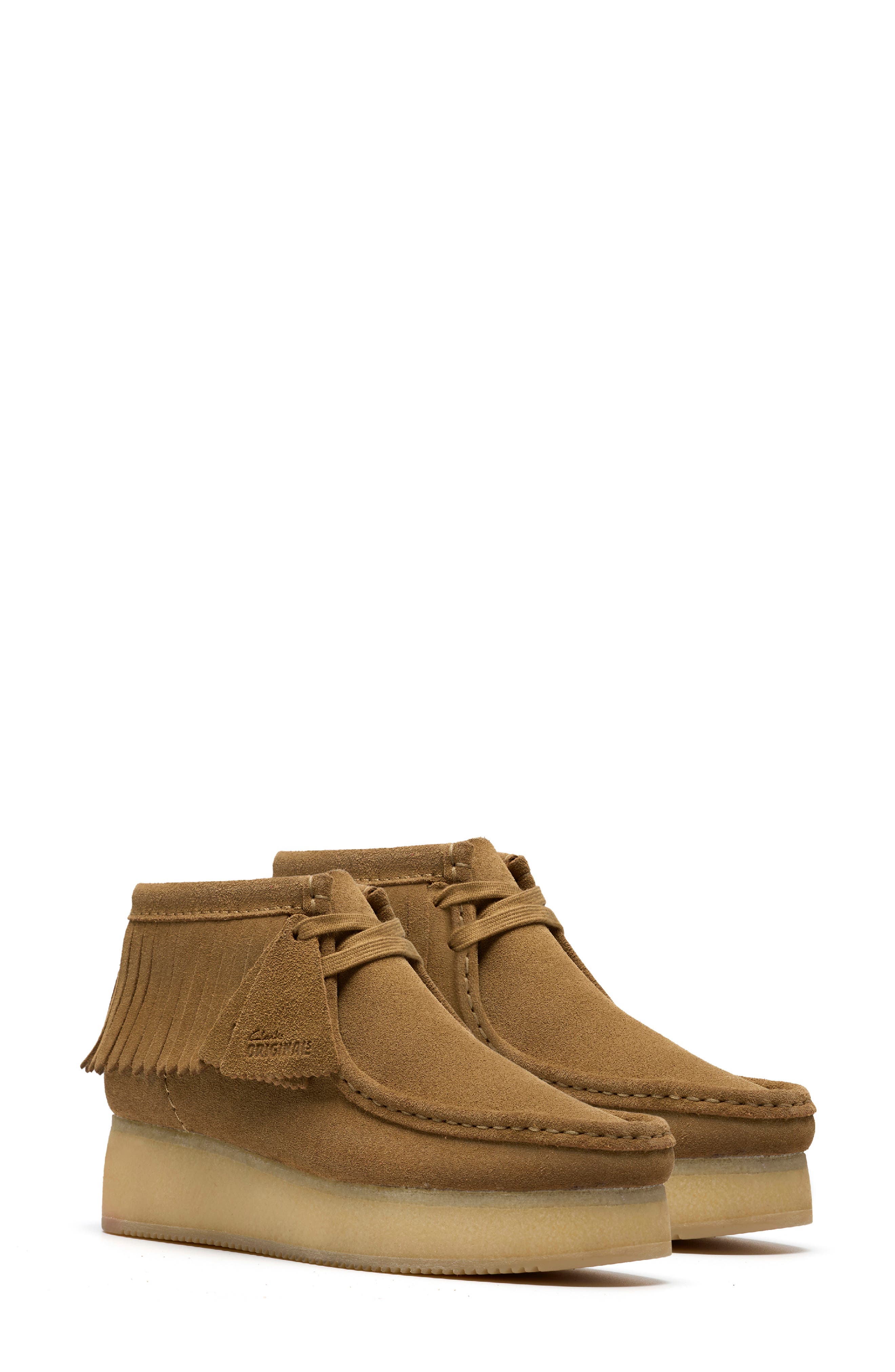 Clarks<sup>®</sup> Originals Fringe Wallabee Chukka, Main, color, Light Tan Suede