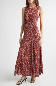 Ulla Johnson Lana Floral Print Ruched Sleeveless Maxi Dress
