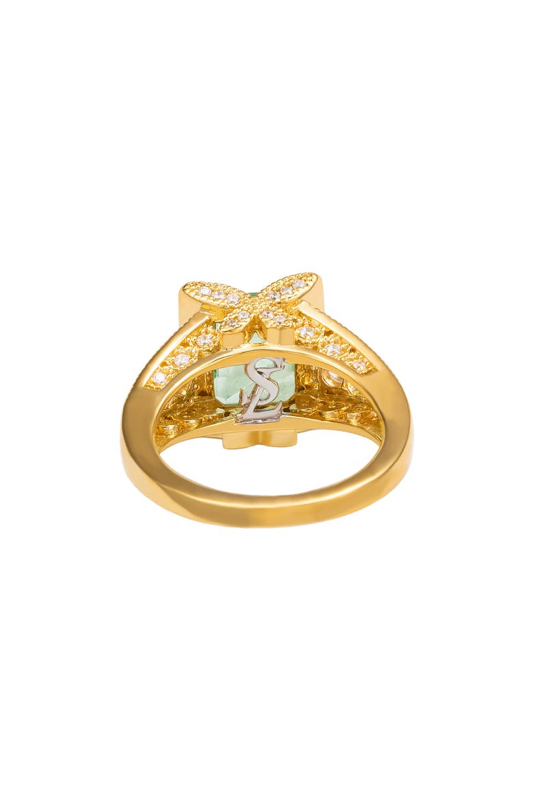 Asscher Cubic Zirconia Engagement Ring, Alternate, color, GREEN