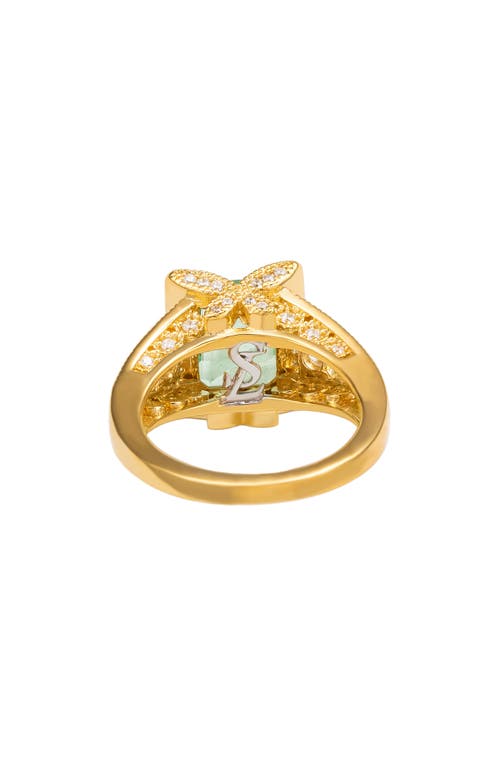 Suzy Levian Asscher Cubic Zirconia Engagement Ring In Gold