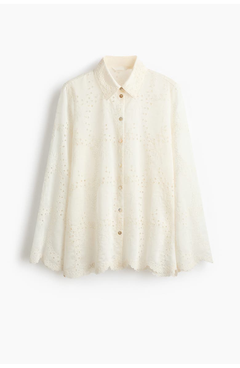 H&M Broderie Anglaise Shirt, Main, color, Cream