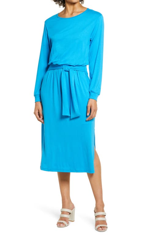 Fraiche by J Tie Waist Long Sleeve Midi Dress in Blue  product