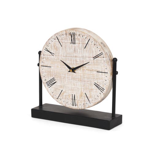 Raja Metal With Wood Table Clock