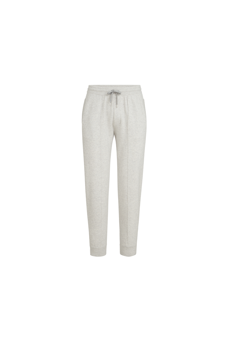 Cashmere double knit trousers with crête detail and elasticated zipper cuffs, Alternate, color, Light Grey